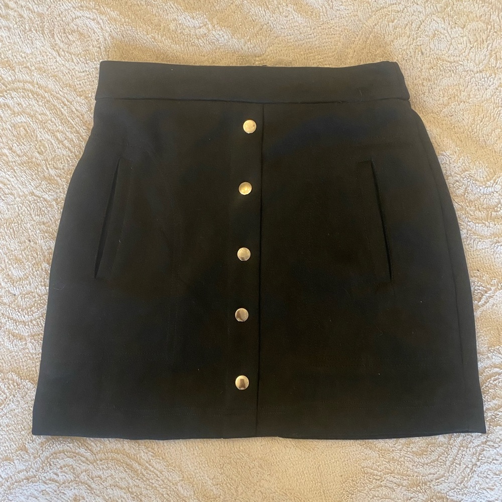 Black Button-Front Skirt